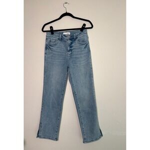 Vervet High Rise Straight Leg Light Wash Jeans with Side Slits Size 27 V2407